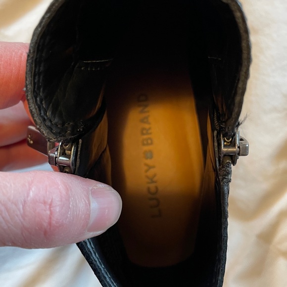 Lucky Brand Basel Black Leather Boots Booties 8.5 - Picture 6 of 9